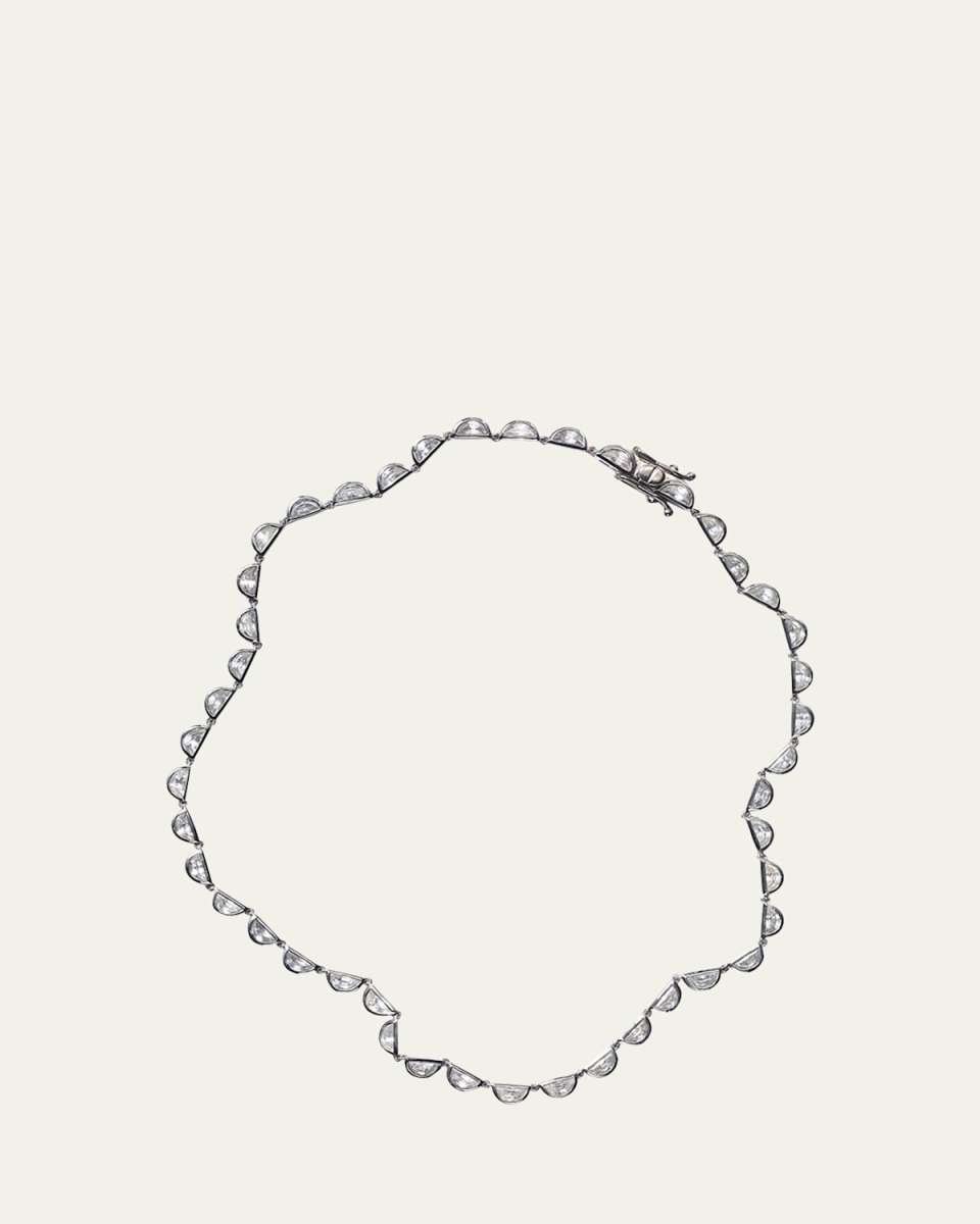 Riviere Scallop Half-Moon White Zircon Tennis Necklace